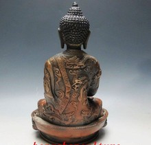 Бронзовые украшения завод чистого античная латунь 8,07 дюймов китайский Старый тибетский медь буддизм бодхисаттвы статуя Будды Шакьямуни 2024 - купить недорого