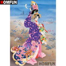 HOMFUN-pintura de diamante 5D DIY "mujer japonesa", cuadrados o redondos de imitación bordado de diamantes, regalo de punto de Cruz, decoración del hogar, A09314 2024 - compra barato