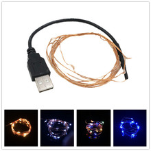 Tira de luces LED alimentada por USB, 5V, 2M, 20LED, cinta de alambre de cobre RGB, iluminación para vacaciones, Hada para exteriores, árbol de Navidad 2024 - compra barato