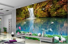 Papel tapiz 3d para habitación, mural de fondo de tv con cascada de paisaje, papel tapiz 3d personalizado, murales 2024 - compra barato