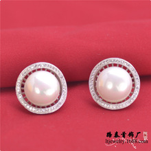 LSE808 women pearl silver stud earring zircon stone jewelry, 2024 - buy cheap