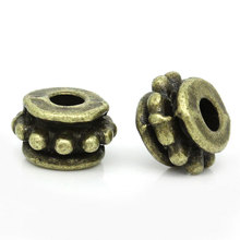 8SEASONS Spacer Beads Round Antique Bronze Dot Pattern Carved 7mm Dia,Hole:Approx 2mm,100PCs (B28921) 2024 - buy cheap