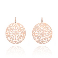 Boho Hollow Vintage Pattern Dangle Earrings  Rose Gold Big Round Drop Earrings For Women Creative Jewelry Gifts 2019 New 2024 - buy cheap