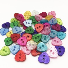 50pcs 13x12mm Glitter Heart Resin Buttons For Clothing 2 Holes Sewing Sparkle Accessories Scrapbooking Embellishments 2024 - buy cheap