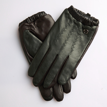 Мужские перчатки из натуральной кожи, импортные короткие стильные перчатки из овечьей шкуры с бархатным утеплителем и сенсорным экраном, мужские варежки EM016NC1 2024 - купить недорого