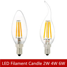 LED Filament Candle Bulb 2w 4w 6w C35 warm white glass flame Tip 220V E14 Base 2700K for living room bedroom decoration 2024 - buy cheap