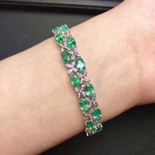 Натуральный Зеленый Изумрудный браслет, натуральный драгоценный камень, роскошный браслет с клевером в рядах S925, браслет для женщин и девушек, хороший подарок на вечеринку, ювелирные изделия 2024 - купить недорого
