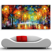 Hand Painted Abstract Modern Painting Large Pictures Night Trees Road Palette Knife Oil Paintings On Canvas Wall Art Home Decor 2024 - buy cheap