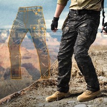 Calça tática camuflada masculina, calça elástica multifuncional à prova d'água, respirável de carga, resistente a desgastes, para uso ao ar livre, calça militar 2024 - compre barato