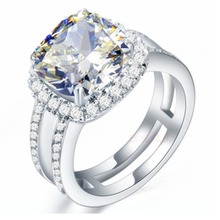 Anillo de moissanita de oro blanco de 14KT para mujer, joyería de compromiso, 3CT, Micro anillo de boda pavimentado, joyería de moissanita de Halo dorado 2024 - compra barato
