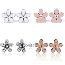 HOMOD 4 Colors New Fashion Cherry Blossoms Flower CZ Zircon Ladies Cute Stud Earrings Women Brand Jewelry Birthday Gift 2024 - buy cheap