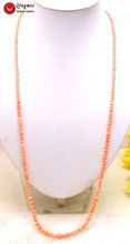 Qingmos ожерелье из натурального коралла для женщин с розовым 4-7 мм круглый Коралловый свитер ожерелье ювелирные изделия 33 "длинное ожерелье colar nec5749 2023 - купить недорого