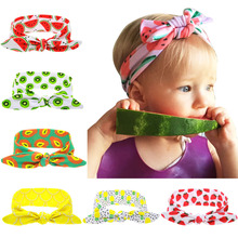 30pcs/lot New hot summer fruit series of children's DIY elastic rabbit ears headband watermelon newborn  knot hair band 2024 - buy cheap