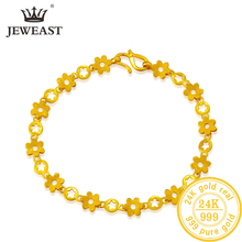 JLZB 24K Pure Gold Bracelet Real 999 Solid Gold Bangle Upscale Beautiful Flower Romantic Trendy Classic Jewelry Hot Sell New 201 2024 - buy cheap