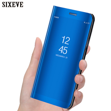Зеркальный флип-чехол SIXEVE для Samsung Galaxy A3, A5, A7 2017, S8, S9, A8 Plus 2018, S6, S7 Edge, Note 5, 8, 9, Роскошный прозрачный умный чехол 2024 - купить недорого