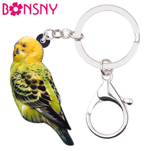 Bonsny Acrylic Cute Budgerigar Parrot Bird Key Chain Keychains Rings Animal Jewelry For Women Girls Bag Car Charms Pendant Party 2024 - buy cheap