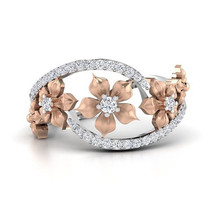 Женское кольцо ROMAD с цветком из розового золота, обручальное кольцо с ААА цирконием, кольца с драгоценным камнем, размер 6-10, ювелирные изделия для вечеринки, R4 2024 - купить недорого