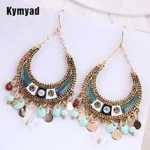 Kymyad Bohemian Long Earrings Vintage Drop Earrings For Women Crystal Earings Fashion Jewelry New Retro Statement Earring 2024 - buy cheap
