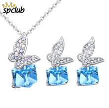 Wedding Jewelry Sets Luxury Crystal From Swarovski Butterfly Necklace Earrings Chains Pendant Free Shipping Mother'S Day Gift 2024 - buy cheap