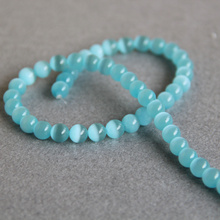 8mm New sky Blue Glass Mexican cat eye beads chalcedony beads granular loose DIY 15" 2pc/lot Jewelry making design wholesale 2024 - buy cheap