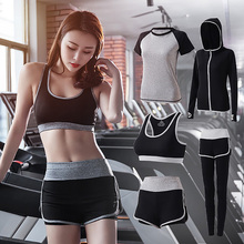 5 piece set hot 2019 workout clothes running quick-drying sweat-absorbent breathable high waist sports yoga clothes suit women 2024 - buy cheap