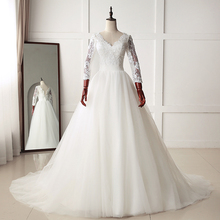 Fansmile Luxury Vintage Full Sleeves Lace Wedding Dress 2020 Ball Gown Princess Bridal Wedding Gowns Vestido De Noiva FSM-550T 2024 - buy cheap