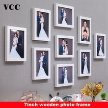 9 Pcs Classic Wooden Photo Frame For Wall Art Home Decoration 7 Inch Wedding Couple Recommendation Black White Pictures Frames 2024 - buy cheap