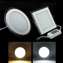 Сверхъяркий светодиодный стеклянный панельный светильник 24 Вт, встраиваемый потолочный Точечный светильник, Круглый/квадратный светильник, внутреннее освещение, светильник 2024 - купить недорого