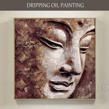 Skilled Artist Hand-painted High Quality Modern Buddha Portrait Oil Painting on Canvas Handmade Brown Buddha Face Oil Painting 2024 - buy cheap