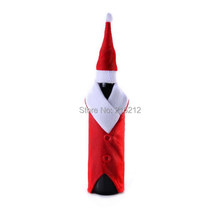 30 sets New Arrive Merry Chirstmas Decoration Wine Bottle Cover Gift Wrap Party Decor Red Santa Clause Dress Cute Hat 2024 - buy cheap