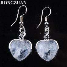 RONGZUAN Reiki Chakra Love Heart Shape Natural Crystal Stone Bead Hook Dangle Pendant Drop Earrings Jewelry for Women TR3216 2024 - buy cheap
