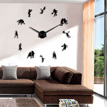 Relógio de parede 3d grande para jogador de basquete, relógio decorativo de parede espelhado para esportes, salm dunk diy 2024 - compre barato