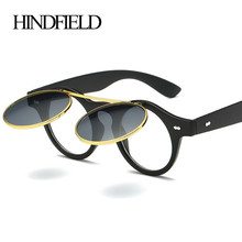 LONSY Vintage Round punk Sunglasses Men Round Sun Glasses Brand Designer Women Steampunk Sunglass Oculos Masculino Gafas 2024 - купить недорого