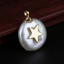 off white flat natural freshwater pearl bead gold star metal charms charm for jewelry diy making for choker earring 2024 - buy cheap