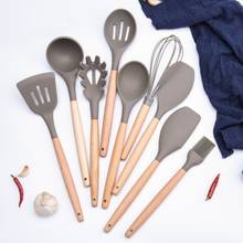 Wooden Handle Silicone Kitchenware Non-Stick Pan Silicone Kitchen Utensils Cooking Tools Kitchen Utensils NEW 2024 - buy cheap