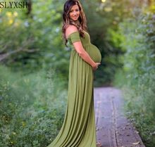 Maternity Dress Photo Shoot Maternity Gown Ruffle sleeve Maternity Mercerized cotton Gown Elegant Maternity Photography Props 2024 - buy cheap