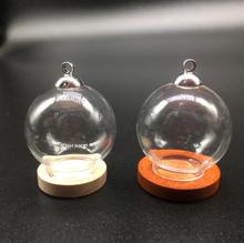 Conjuntos de miçangas com 3 tamanhos de 25mm, base de madeira e bola de vidro com tampa para frasco de vidro dos desejos e abertura de 15mm 2024 - compre barato