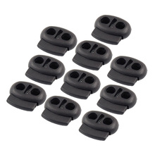 T-Best  In Aliexpress promotion New 10Pcs Black Spring Stopper Double Holes Cordlocks for Luggage 2024 - buy cheap