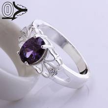  Wholesale Silver-plated Ring,Silver Fashion Jewelry,Women&Men Gift Butterfly Oval Purple Stone Silver Finger Rings 2024 - buy cheap