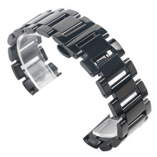 Pulseira de relógio de aço preto 20mm 22mm, pulseiras de ligação sólida, pulseira de substituição de fivela, pulseiras de relógio de pulso 2 barras de mola 2024 - compre barato