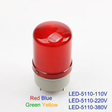 AC 110V 220V 380V LED-5110 красный желтый зеленый синий сигнальная лампа сирена и вращающееся промышленное предупреждение без зуммера 2024 - купить недорого