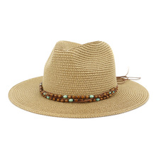 Летняя Повседневная Шляпа Fedora женская мужская пляжная соломенная шляпа от солнца элегантная женская фетровая шляпа с широкими полями Панама Солнцезащитная шляпа 2024 - купить недорого