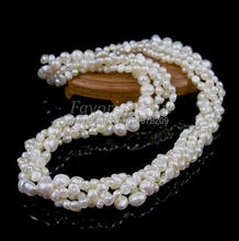 Collar de perlas de agua dulce Natural, collar de perlas de 4 hebras, 4-5mm y 7-8mm, Color blanco, 18,5 pulgadas, envío gratis 2024 - compra barato