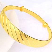 Thick Adjustable Bangle  Yellow Gold Filled Womens Bangle Bracelet 60mm 2024 - buy cheap