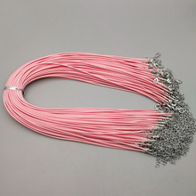 Wholesale 2mm pink red color Wax Leather Cord fashion Necklace 45cm Lobster Clasp Rope Chain Jewelry Accessories 100pcs/lot 2022 - buy cheap