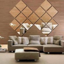 6Pcs/Set Square Shape 3D Mirror Hexagon Vinyl Removable Wall Sticker Decal Home Decor Art DIY 2024 - buy cheap