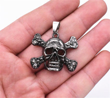 1pcs Hot Sale Black Gold Metal Skull Pendant Accessories Making Handmade necklace Jewelry 2024 - buy cheap