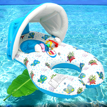 Boia inflável de pescoço para bebês para piscina, anel flutuante de segurança com sombra para mãe e crianças para natação 2024 - compre barato