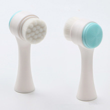 Escova de limpeza facial de silicone, dupla face, 3d, portátil, para mulheres, lavagem do rosto, ferramenta de maquiagem, escova facial 2024 - compre barato