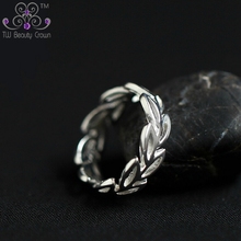 Anel de prata esterlina 925 genuína, anel ajustável de folhas de ramo de azeitona, joias antialérgicas para mulheres e meninas 2024 - compre barato